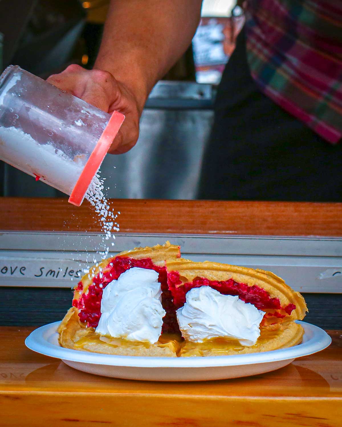 Bavarian Waffles Sprinkled with Powdered Sugar